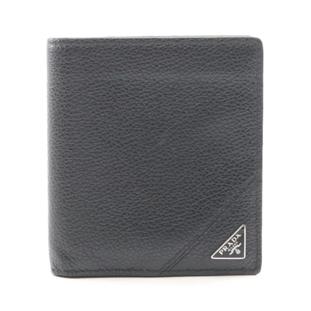 Prada Triangle Billfold Wallet Leather Black